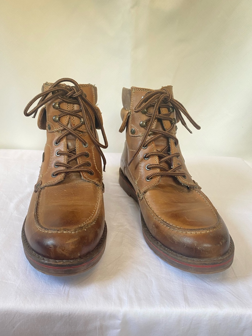 Men's Hipster Gorpcore Rugged Brown Leather Moc Toe Work Boots 43 Cabincore